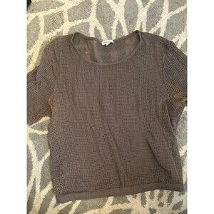 Brown Splendid Knit Mesh Cover Up Tshirt Top